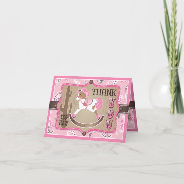 Western Cowgirl Rocking Horse Bandanna Thank You (Front)