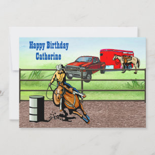 Western Cowgirl Rodeo Barrel Racer in Arena Invitation