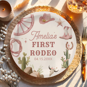 Western Cowgirl Rodeo Birthday Paper Plate