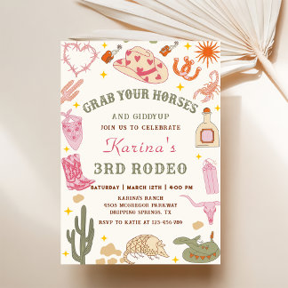 Western Cowgirl Rodeo Birthday Party Invitation