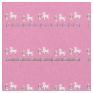 Western Cowgirl Rodeo Kid With Horse Fabric
