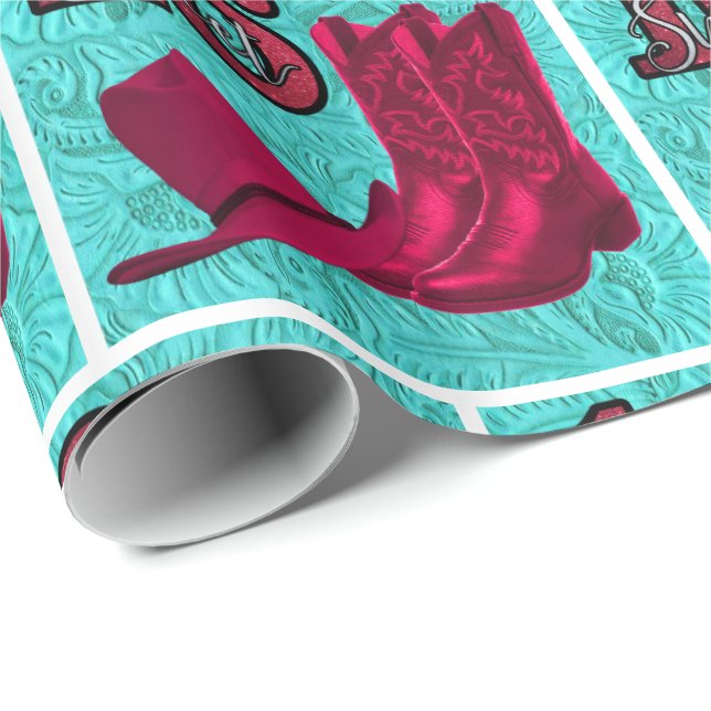 Western  Cowgirl Sweet !6 Boots and Hat Wrapping Paper (Roll Corner)