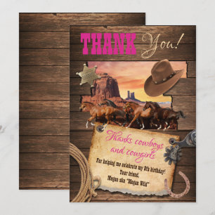 Western Cowgirl Thank You Card