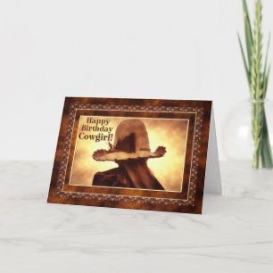 Western Cowgirl Themed Birthday Card