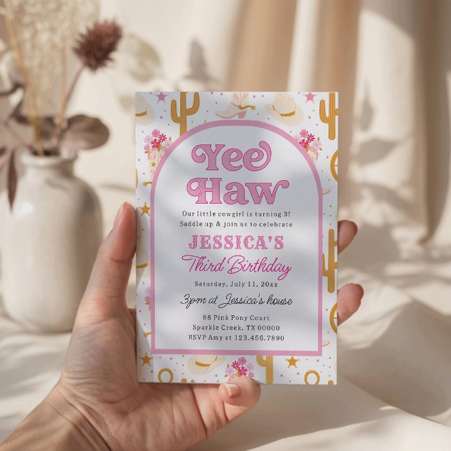 Western Cowgirl Third Rodeo 3rd Birthday Party Invitation (Creator Uploaded)