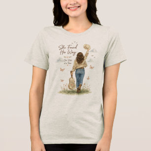 Western Cowgirl Watercolor T-Shirt Tri-Blend Shirt