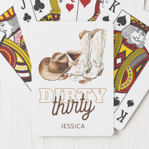 Western Cowgirl White Dirty Thirty 30th Birthday Playing Cards