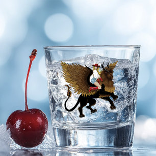 Western Cowgirl Winged Lion Griffon Fantasy Red Shot Glass