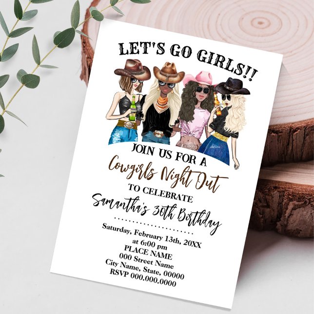 Western Cowgirls Lets Go Girls Birthday Invitation (Creator Uploaded)