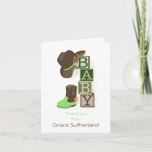 Western Cowpoke Baby Shower Thank You Note Card
