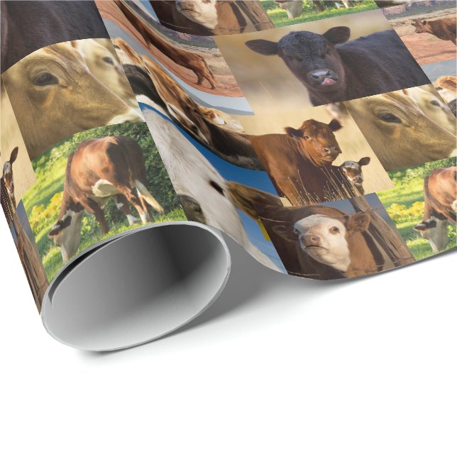 Western Cows Collage Wrapping Paper (Roll Corner)
