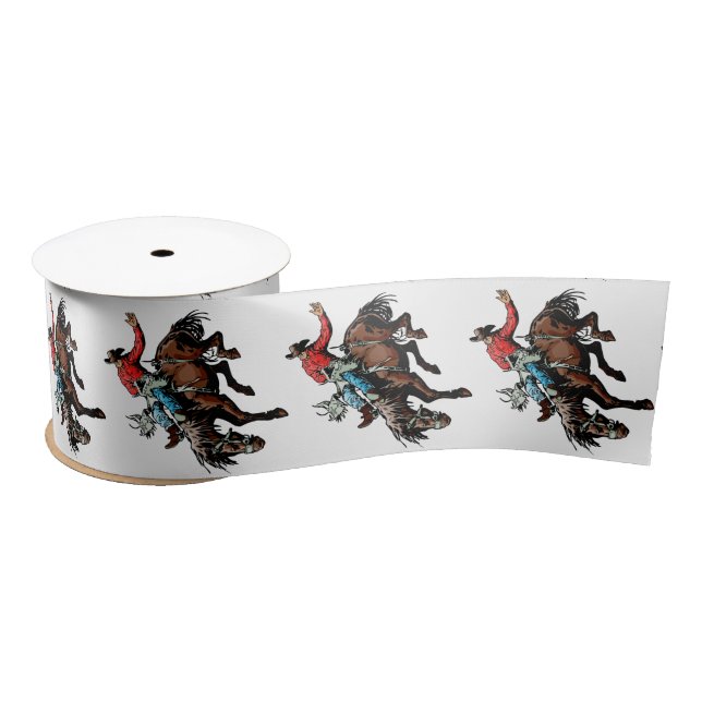 Western Craft Floral Gift Ribbon Bronc Rider Satin Ribbon (Spool)