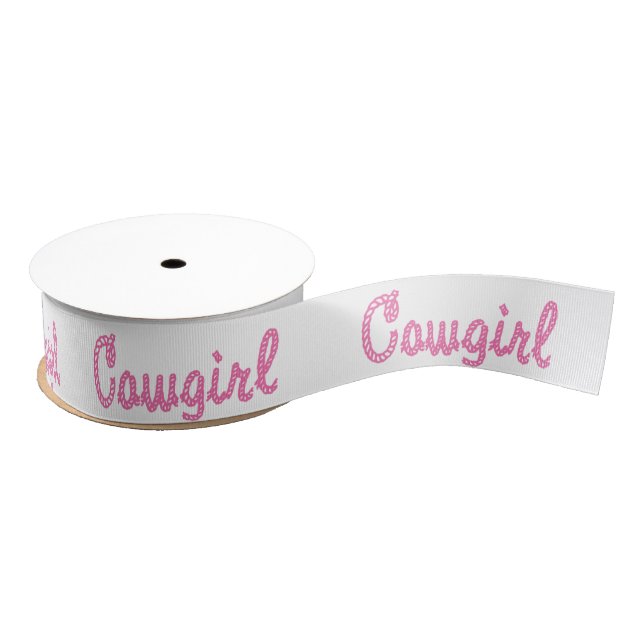 Western Craft Floral Gift Ribbon Cowgirl Rope Text Grosgrain Ribbon (Spool)