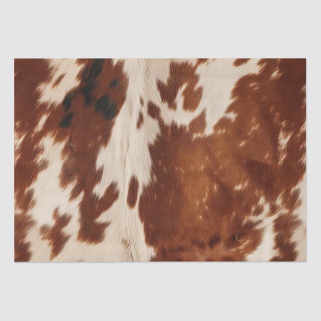 Western Cream Brown Black Cowhide Tissue Paper (Front)