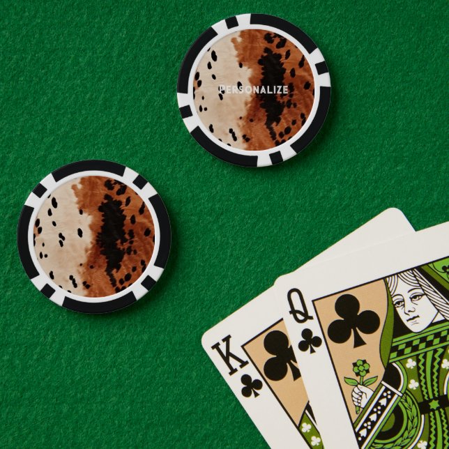 Western Cream Brown Cowboy Cowhide Poker Chips (Poker Table (Double))