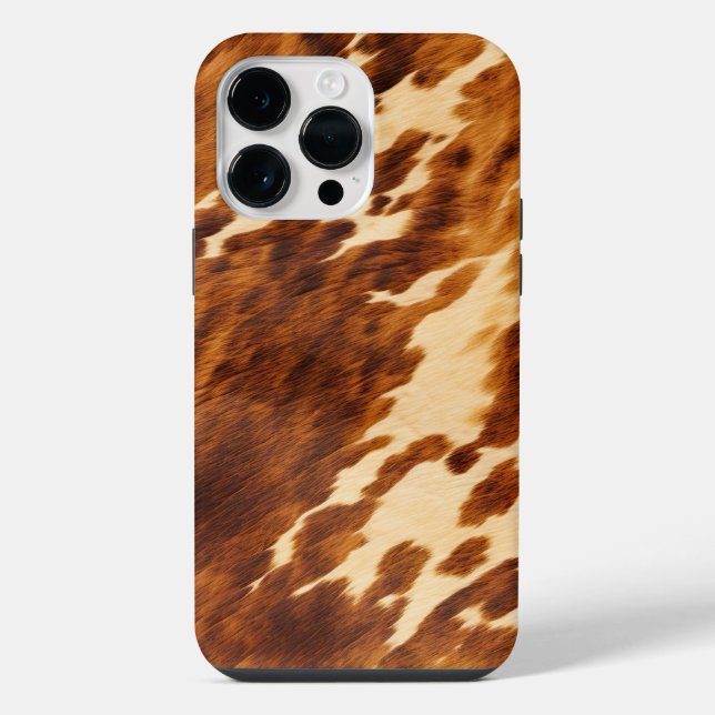 Western Cream Brown Cowhide iPhone Case (Back)