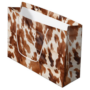 Western Cream Brown Cowhide Large Gift Bag