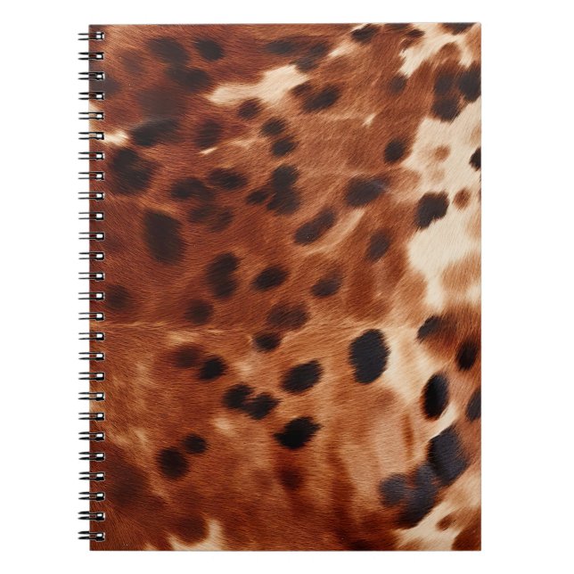 Western Cream Spotted Brown Black Cowhide  Notebook (Front)
