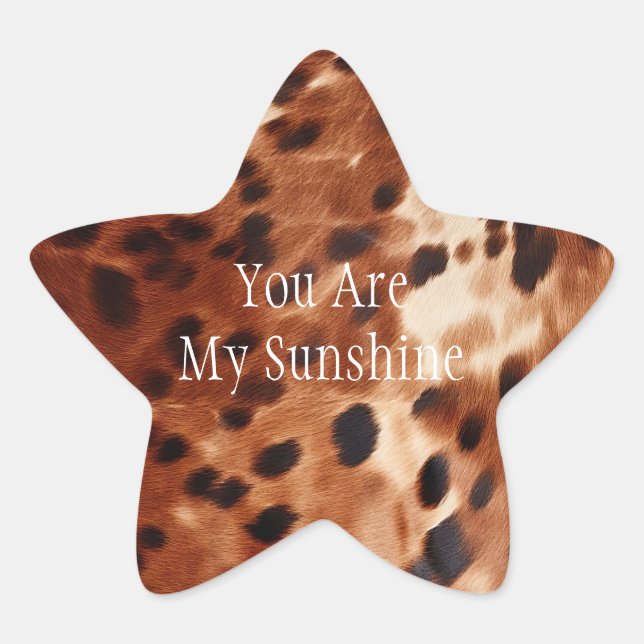 Western Cream Spotted Brown Black Cowhide Star Sticker (Front)