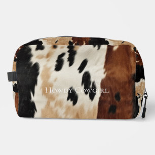 Western Cream Tan Brown Black Cowgirl Cowhide Dopp Kit