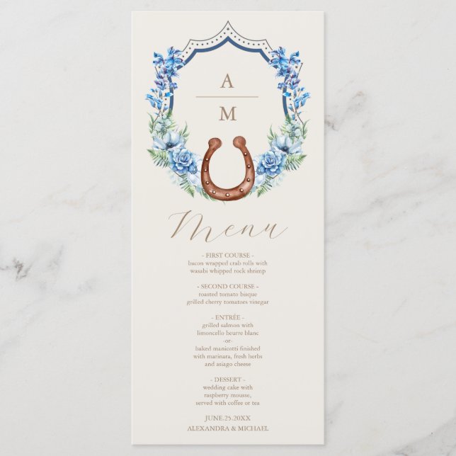 Western Crest Country Bohemian Floral Wedding Menu (Front)
