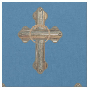 Western Cross Barnwood Ropes and Conchos Fabric