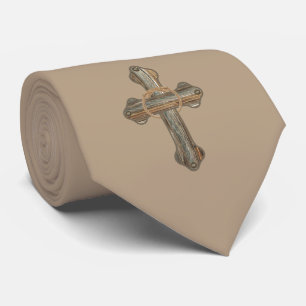 Western Cross With Rope And Conchoe Print Necktie