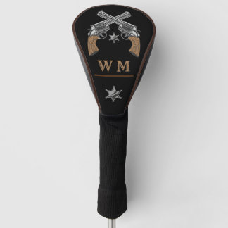 Western Crossed Pistols Sheriff Badge Monogram  Golf Head Cover