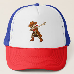 Western Dabbing Cowboy Skeleton Dab Halloween Trucker Hat