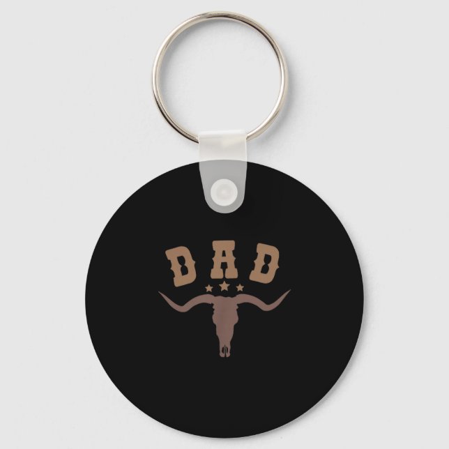 Western Dad First Second Birthday Cowboy Family Ma Key Ring (Front)