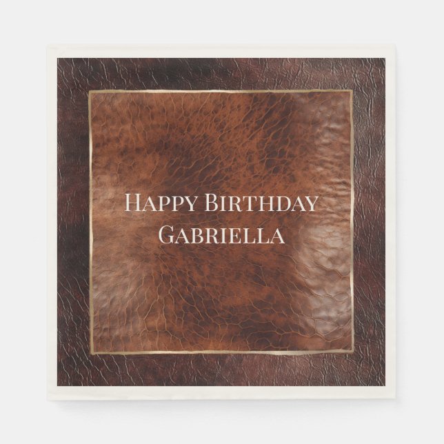 Western Dark & Warm Brown Leather Look Napkin (Front)