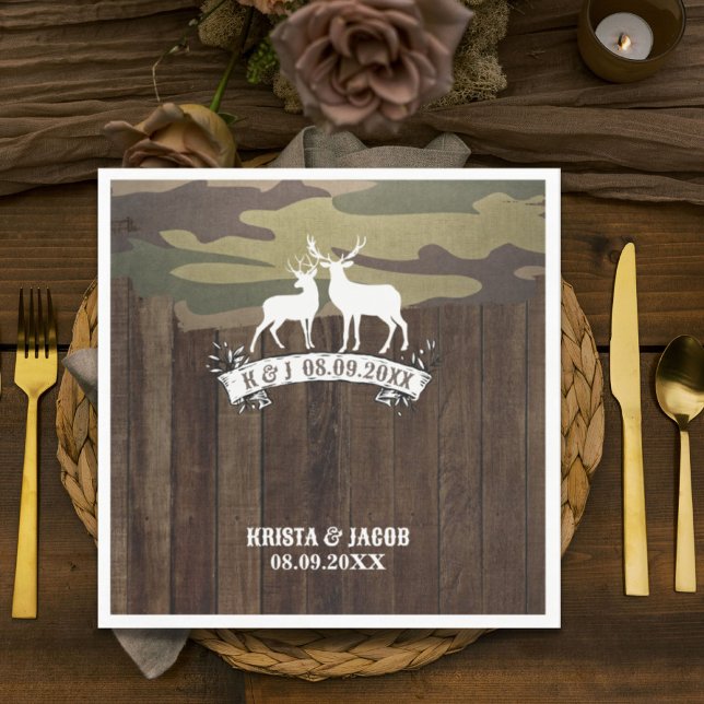 Western Deer The Hunt Is Over Wedding  Napkin (Western Deer The Hunt Is Over Wedding Napkins)