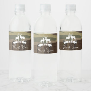 Western Deer The Hunt Is Over Wedding  Water Bottle Label