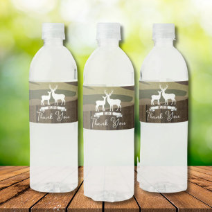 Western Deer The Hunt Is Over Wedding  Water Bottle Label