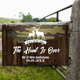 Western Deer The Hunt Is Over Wedding Welcome Poster