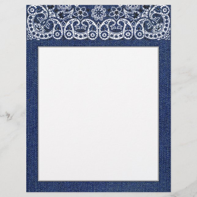 Western Denim and Bandanna Letterhead stationary (Front)