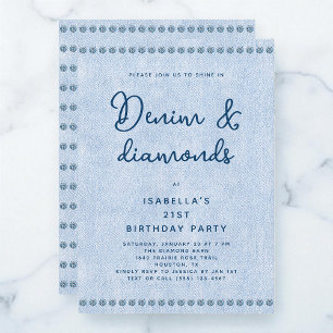 Western Denim and Diamonds 21st Birthday Party Invitation