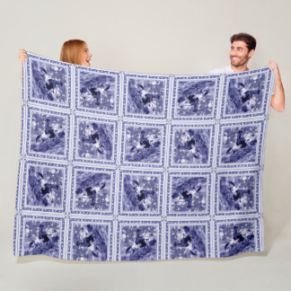 Western Denim Blue Delft Tile  Fleece Blanket