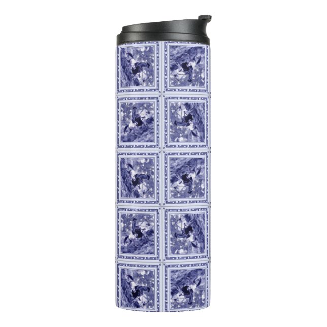 Western Denim Blue Delft Tile - Thermal Tumbler (Rotated Left)