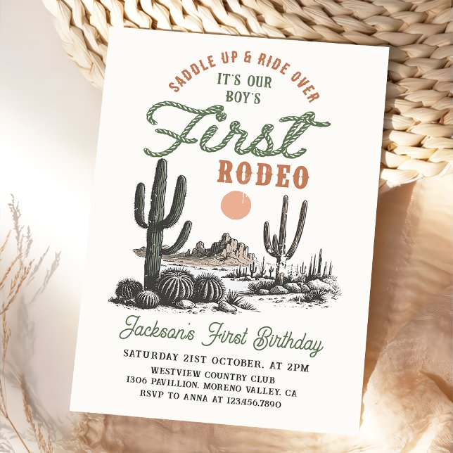 Western Desert First Rodeo 1st Birthday Invitation (Creator Uploaded)