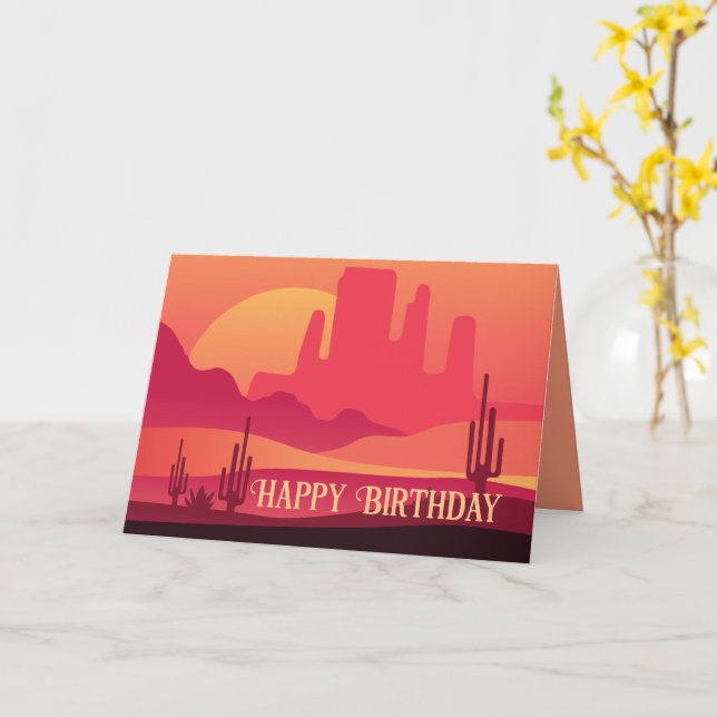 Western Desert Landscape Custom Birthday Card (Yellow Flower)