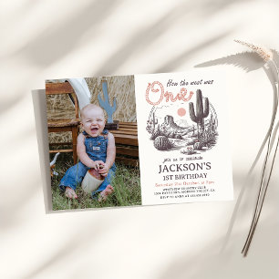 Western Desert Rodeo 1st Birthday Photo Invitation