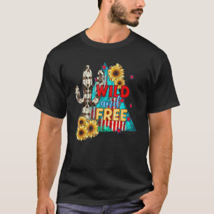 Western Desert Sunflowers Cowhide Cactus Wild Free T-Shirt