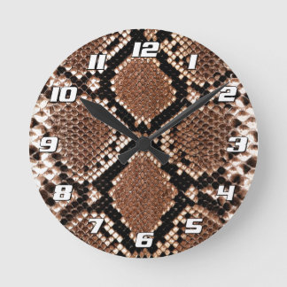 Western Diamondback Rattlesnake Skin Round Clock