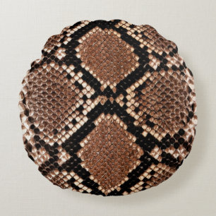 Western Diamondback Rattlesnake Skin Round Cushion