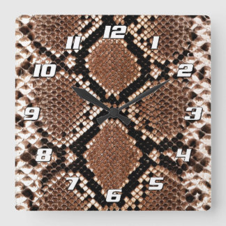 Western Diamondback Rattlesnake Skin Square Wall Clock