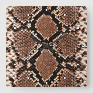 Western Diamondback Rattlesnake Skin Square Wall Clock