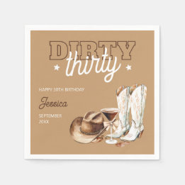 Western Dirty Thirty Cowgirl 30th Birthday Party Napkin