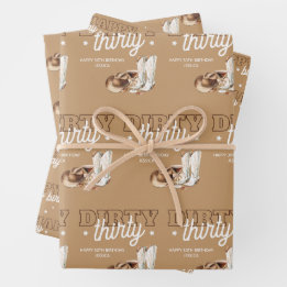 Western Dirty Thirty Cowgirl 30th Birthday Party Wrapping Paper Sheet