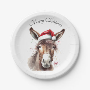 Western Donkey Christmas Table Party Paper Plate